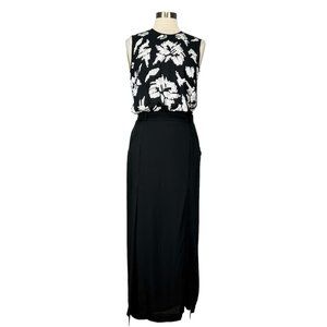 Malene Birger Silk Sequin Gown Maxi Cocktail Dress Black White size 36 US 6